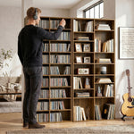 Rangements pour CD et DVD 18 compartiments capacité max. 640 CD/360 DVD 430 Blu-ray 78,5 x 24 x 175 cm noyer foncé