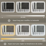 Miroir salle de bain LED bluetooth 70 x 90 cm interrupteur tactile lumière réglable 3 couleurs anti-buée mémoire argent