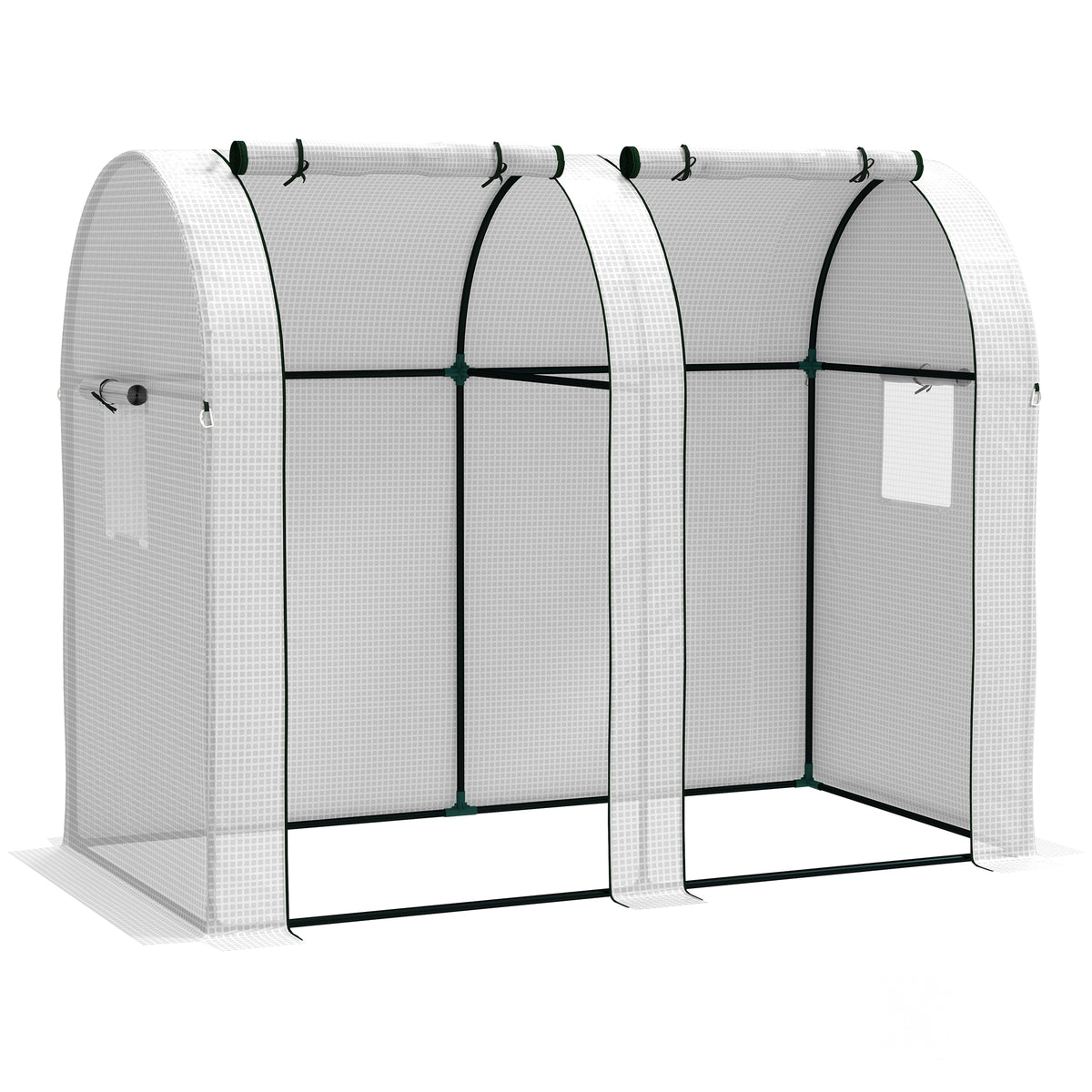 Serre de jardin 1,8 m² serre à tomates 2 portes zippées déroulantes 4 fenêtres enroulables acier PE 135 g/m² blanc