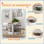 Table Enfant avec 4 Chaises 5 Pièces avec Rangement, Cadeau pour Fille Garçon 3-8 Ans, Ø 78 x 49 cm, Gris