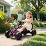 Kart à pédales pour enfants, karting enfant 3 à 6 ans avec roue libre, frein, roues EVA antidérapantes, rose