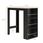 Mesa de bar, mesa alta de cocina, mesa alta, mostrador - dim. 112L x 57an x 106al cm - 3 estantes - negro