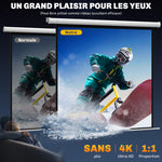 Écran de projection motorisé 85 pouces, 4K HD électrique, montage mural ou plafond, panneau de commande et télécommande