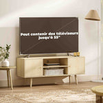 Meuble TV meuble télé pour téléviseur jusqu'à 55 pouces 2 placards et 2 étagères ouvertes 120x34x50cm effet bois naturel