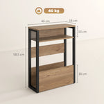 Table d'appoint table de chevet avec étagère à deux niveaux coins arrondis 46l x 18P x 58,5H cm noyer