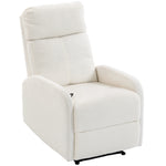 Fauteuil Relax Inclinable, Fauteuil de Relaxation en Peluche Teddy, Assise à Ressorts, Accoudoirs Rembourrés, Crème