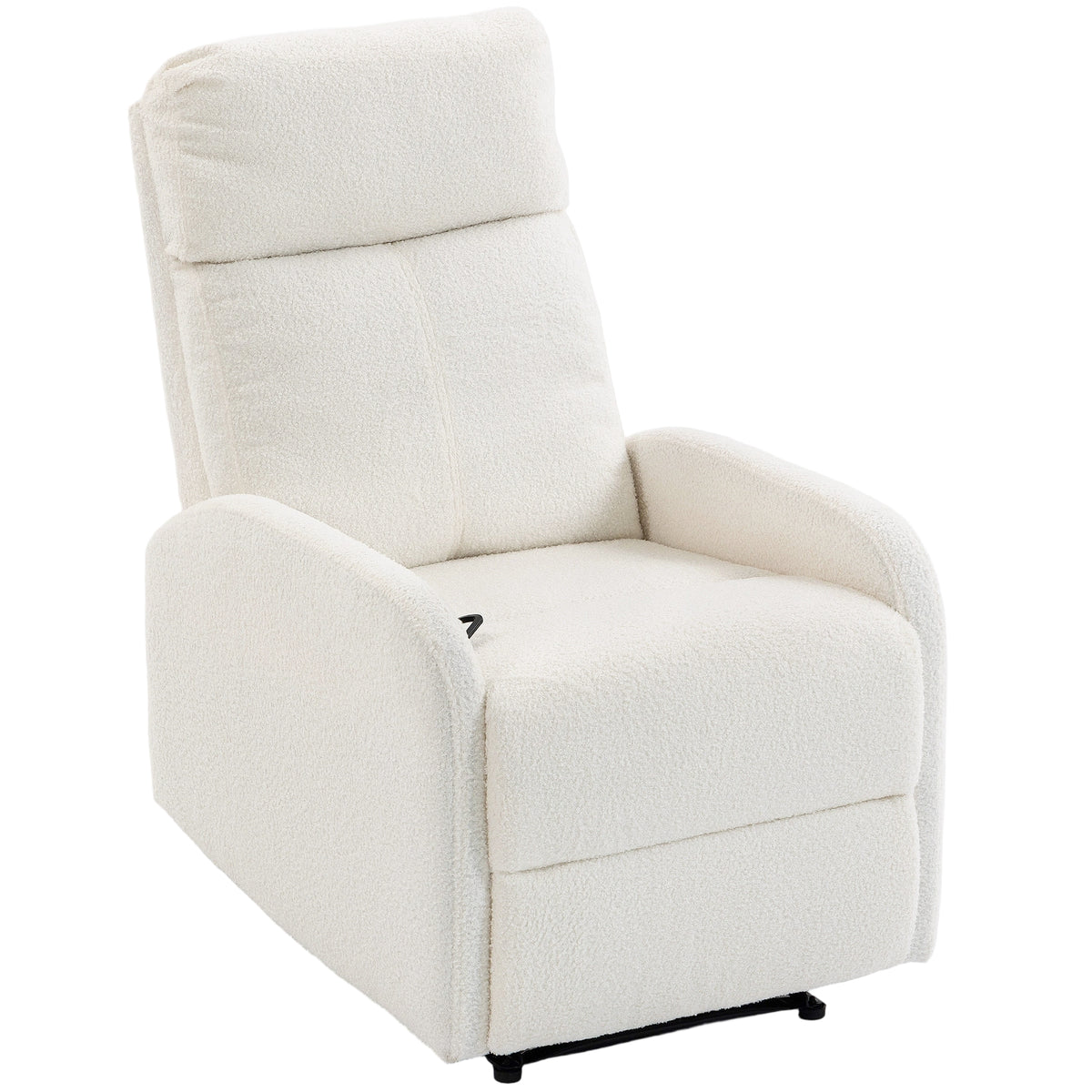Fauteuil Relax Inclinable, Fauteuil de Relaxation en Peluche Teddy, Assise à Ressorts, Accoudoirs Rembourrés, Crème