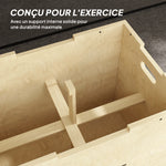 Box jump pliométrie 3 en 1 - Collaboration .fr x FFHandball - saut musculation fitness 61x51x76cm bois