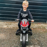 Moto électrique pour Enfants de 3-6 ans 25 W 6 V 3 Km/h Effets Lumineux et sonores roulettes Amovibles Charge max. 30 kg Rouge