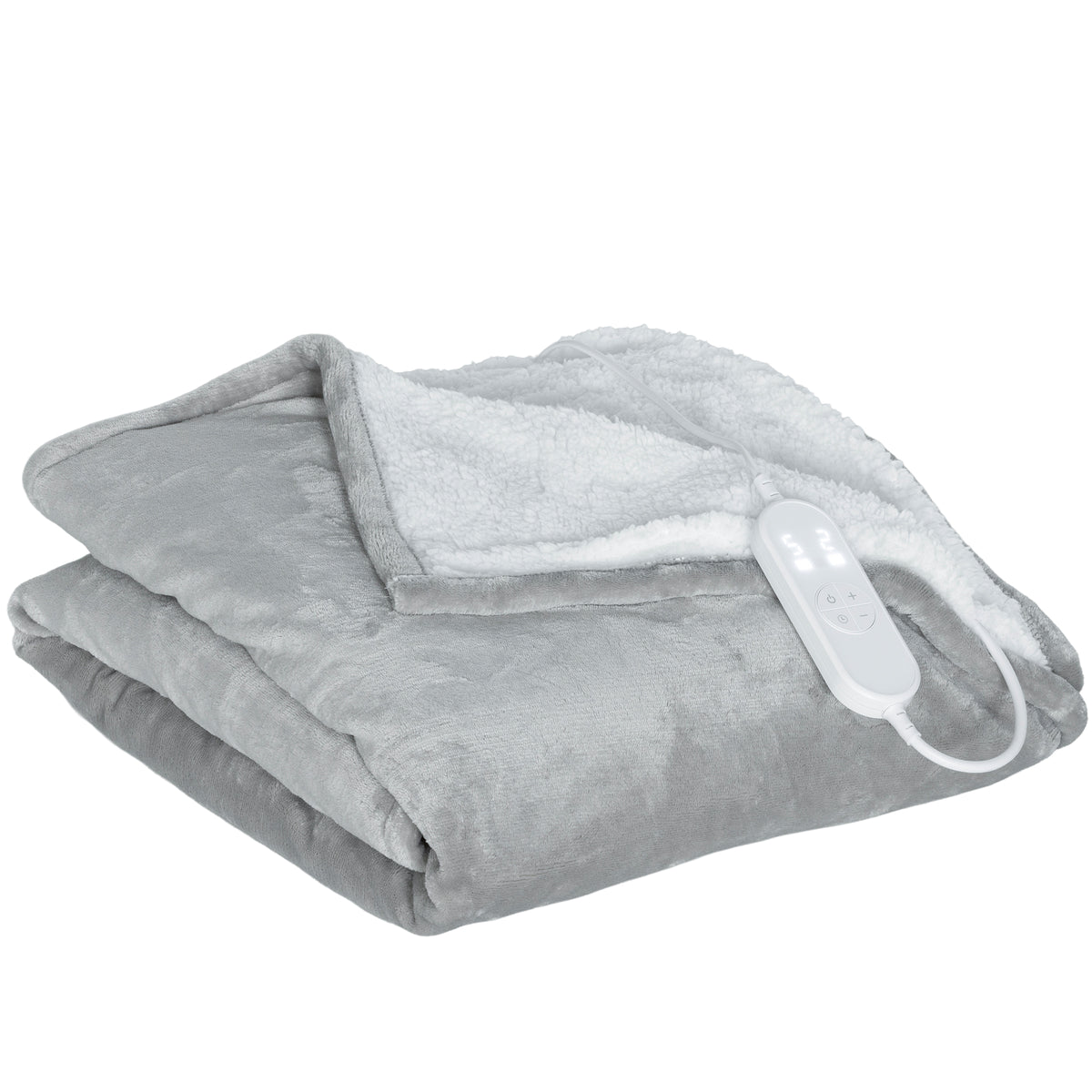 Coperta termica, plaid riscaldante, 9 livelli di calore, timer 9 ore, lavabile in lavatrice, 180x130cm, grigio