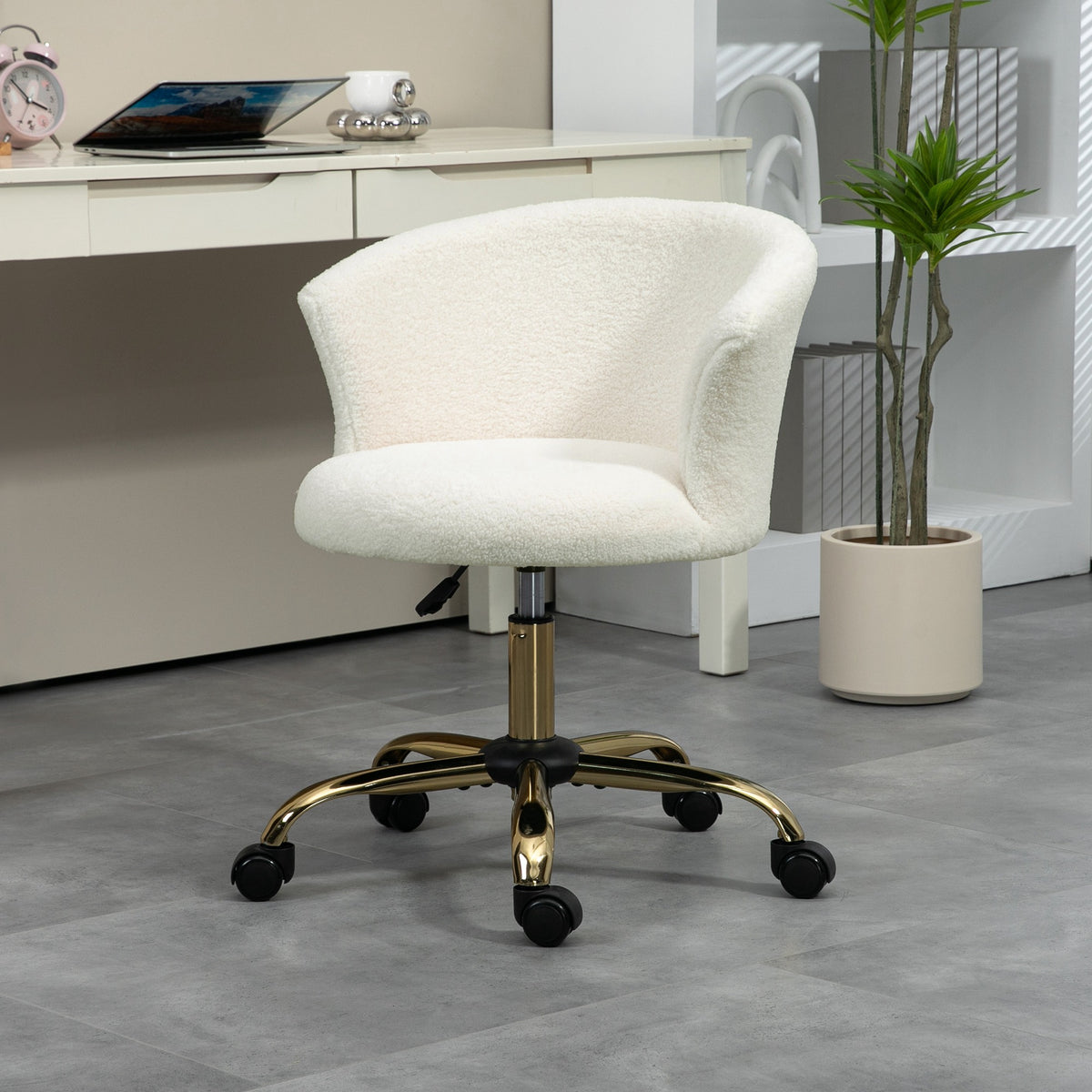Chaise de bureau fauteuil de bureau ergonomique réglable en hauteur siège confortable pivotante piètement acier blanc