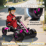 Kart à pédales pour enfants, karting enfant 3 à 6 ans avec roue libre, frein, roues EVA antidérapantes, rose