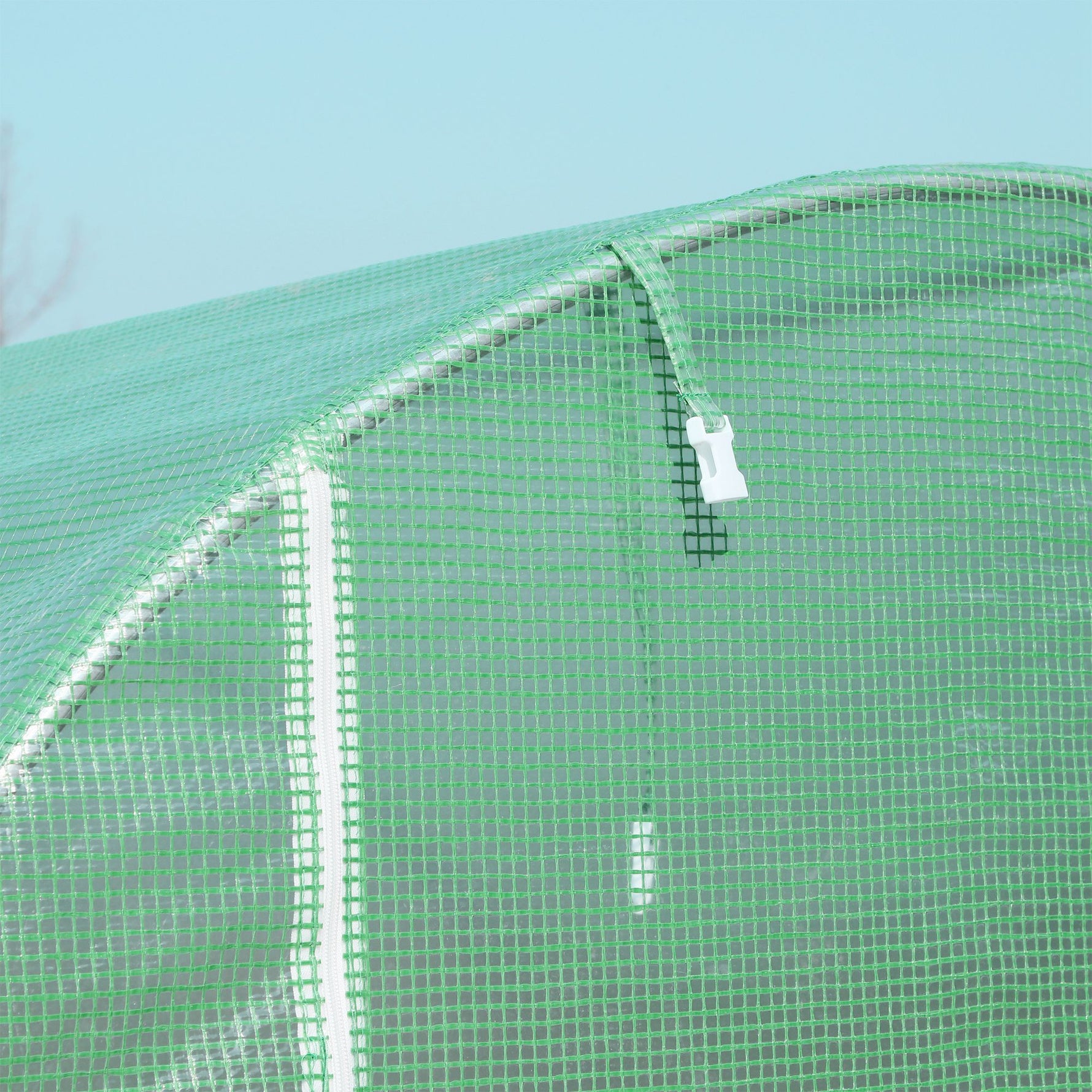 Serre de Jardin Tunnel Surface Sol 6 m² 3L x 2l x 2,10H m châssis Tubulaire renforcé Porte zippée 4 fenêtres enroulables cadre en métal Vert