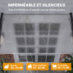 Auvent de porte d'entrée toit marquise en polycarbonate protection contre pluie neige UV 0,9 x 1,5 m, transparente
