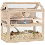 Gabbia per criceti Habitat per roditori 3 piani vaschetta impermeabile pannelli in acrilico con vista a 360° accessori 76x45,5x77cm legno
