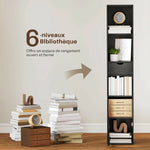 Libreria, scaffale per libri, mobile contenitore con cassetto, armadietto e scomparti a giorno, 30 x 24 x 158 cm, nero