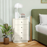 Commode 4 tiroirs moderne, meuble de rangement pour chambre à coucher, salon, entrée, 47 x 29 x 75 cm, crème