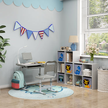 Ensemble chaise et bureau pour enfants avec lampe LED hauteur réglable plateau incliné support de lecture gris
