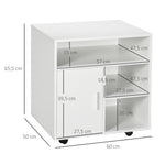 Support d'imprimante organiseur bureau caisson placard porte 3 niches + grand plateau panneaux particules blanc