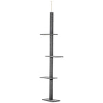 Arbre à chat du sol au plafond poteau à griffer hauteur réglable dim. 43L x 27I x 228-260H cm 4 niveaux d'activités gris
