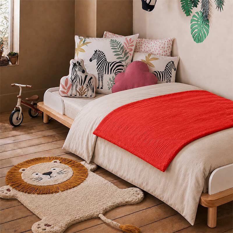 housse edredon 150 x 150 GOTS enfant coton bio fraise