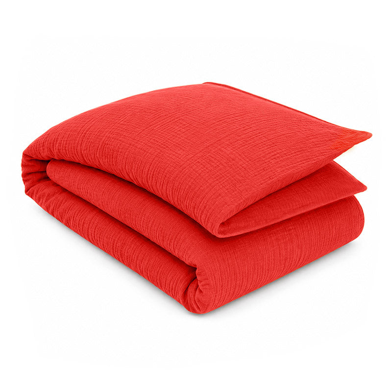 housse edredon 150 x 150 GOTS enfant coton fraise