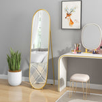 Grand miroir sur pied, miroir ovale, cadre en métal doré, avec support pour entrée, chambre, dressing, 40 x 160 cm