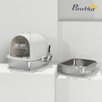 Maison de toilette pour chat bac à litière fermé bac acier inoxydable, nettoyage facile, 52,4 x 41,3 x 39,9 cm, blanc