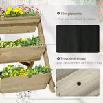 Jardinière sur Pieds carré Potager 3 étages 71L x 61l x 77H cm Inserts d'irrigation Feutre de Drainage Bois-4