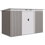 Abri de jardin 3,6 m² remise à outils avec kit de fondation en acier galvanisé 280 x 130 x 172 cm, gris clair
