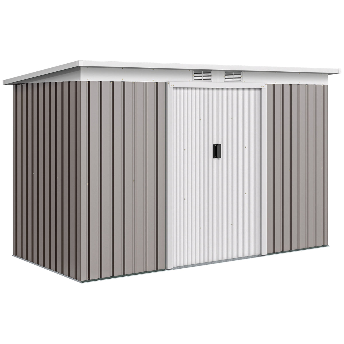 Abri de jardin 3,6 m² remise à outils avec kit de fondation en acier galvanisé 280 x 130 x 172 cm, gris clair