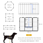Luxe parc enclos modulable acier époxy porte verrouillable pour chiens, lapins, rongeurs, petits animaux, intérieur et extérieur 80 x 60 cm noir