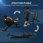 Banc de musculation pliable inclinable, banc réglable avec extenseur des jambes, acier, 54 x 160 x 106 cm, noir bleu