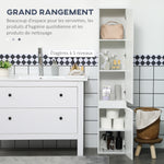 Meuble colonne rangement salle de bain 2 placards 3 étagères réglables style contemporain 30 x 28 x 152,5 cm blanc