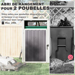 Abri pour 2 poubelles 240L cache poubelle extérieur couvercle relevable 180° acier galvanisé 146x81x122cm gris foncé