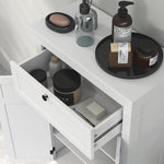 Badezimmerschrank mit Schublade und verstellbaren Einlegeböden, freistehender Aufbewahrungsschrank, Höhe 102,5 cm, Weiß