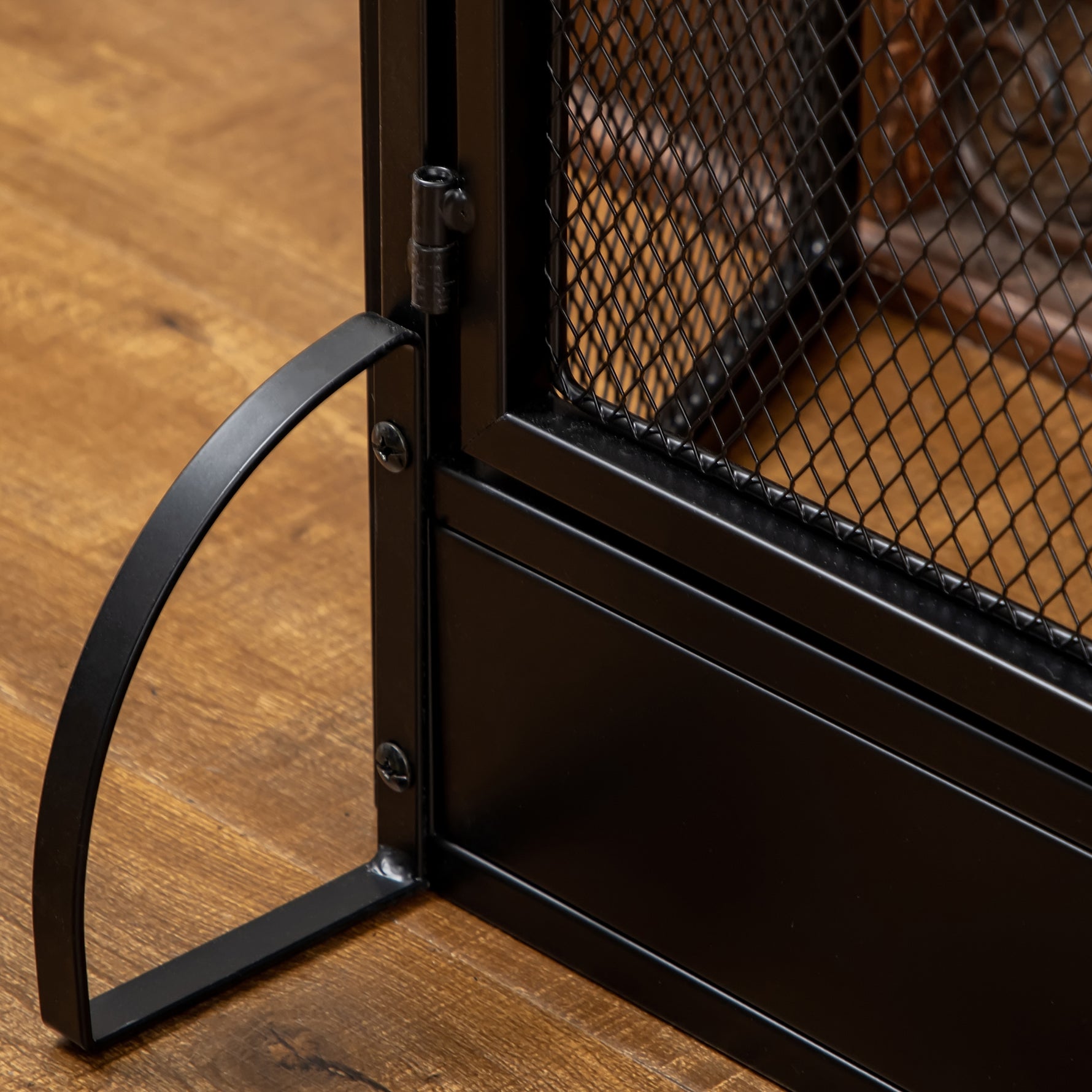 Pare-étincelles grille de protection pour cheminée pare-feu barrière de sécurité 3 volets pliables et porte 120 x 79 cm