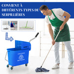 Chariot de nettoyage lavage seau de ménage 20 L avec essoreur et séparateur eau sale propre bleu 60L x 27l x 70,5H cm