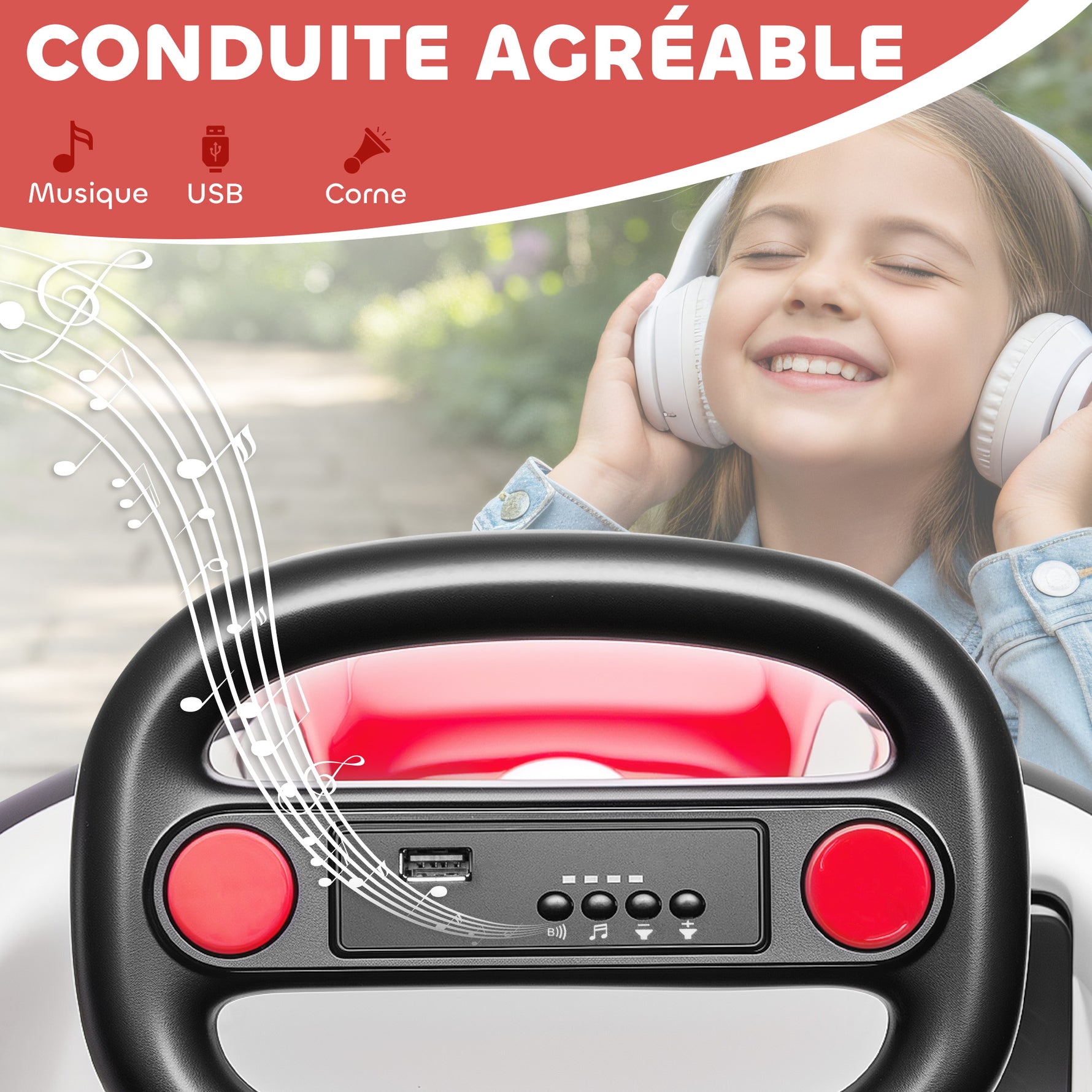 Auto-tamponneuse enfant 6V, rotation à 360°, voiture tamponneuse électrique enfant avec double moteur, musique et klaxon