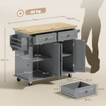 Desserte ilôt de cuisine multi rangements 2 tiroirs 2 placard 2 portes avec étagère range-bouteille