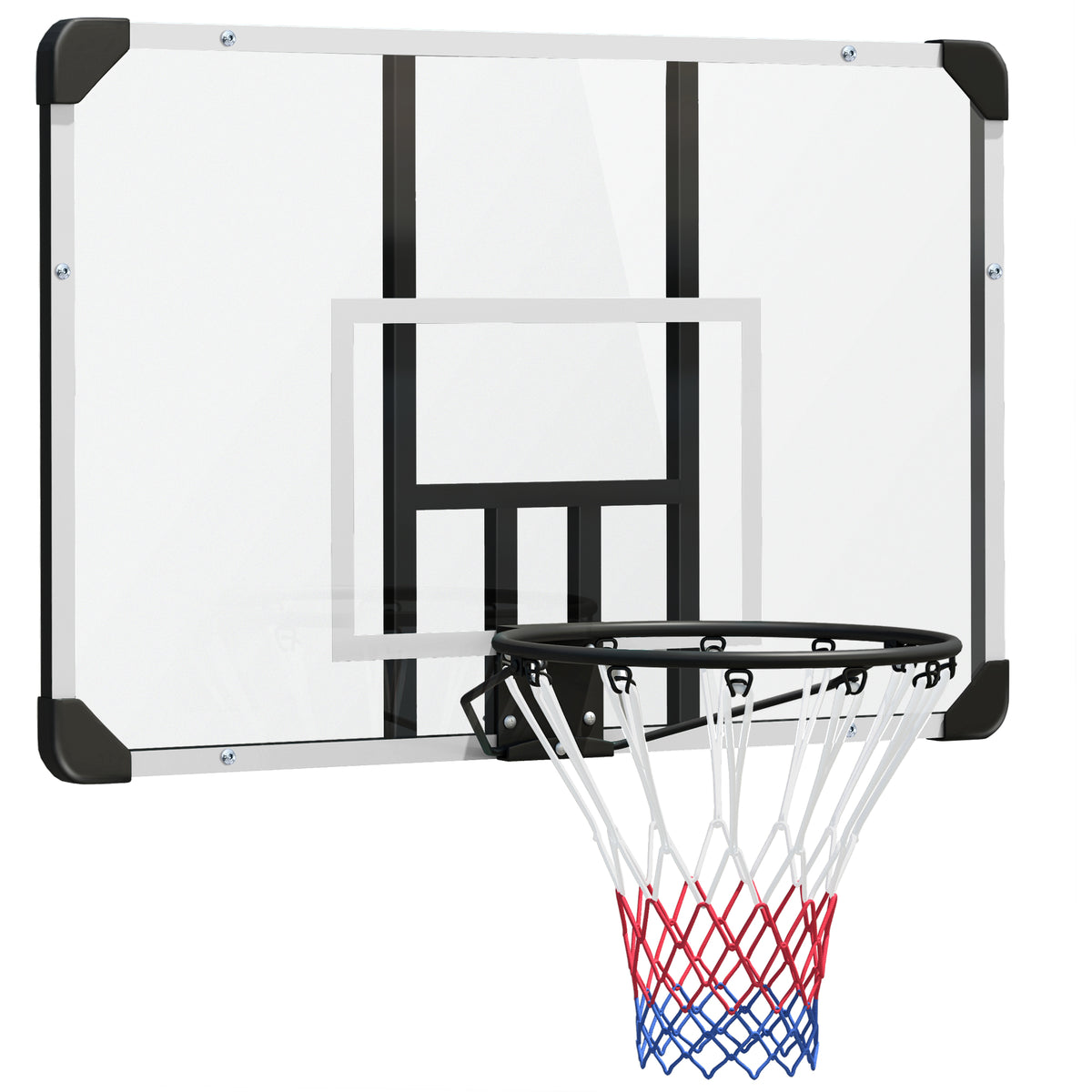 Panier de basketball mural avec panier spécial filet toutes saisons pour l'intérieur et l'extérieur 113x61x73cm blanc