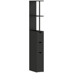 Meuble colonne salle de bain armoire de salle de bain avec tiroirs étagères ouvertes placard 15 x 33 x 136,8 cm noir