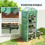 Serre de jardin balcon étagère serre 5 niveaux 0,69 x 0,49 x 1,93 m acier bâche amovible PE vert