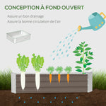 Lit de jardin surélevé carré potager en acier galvanisé protection contre mauvaises herbes 120 x 90 x 30 cm argent