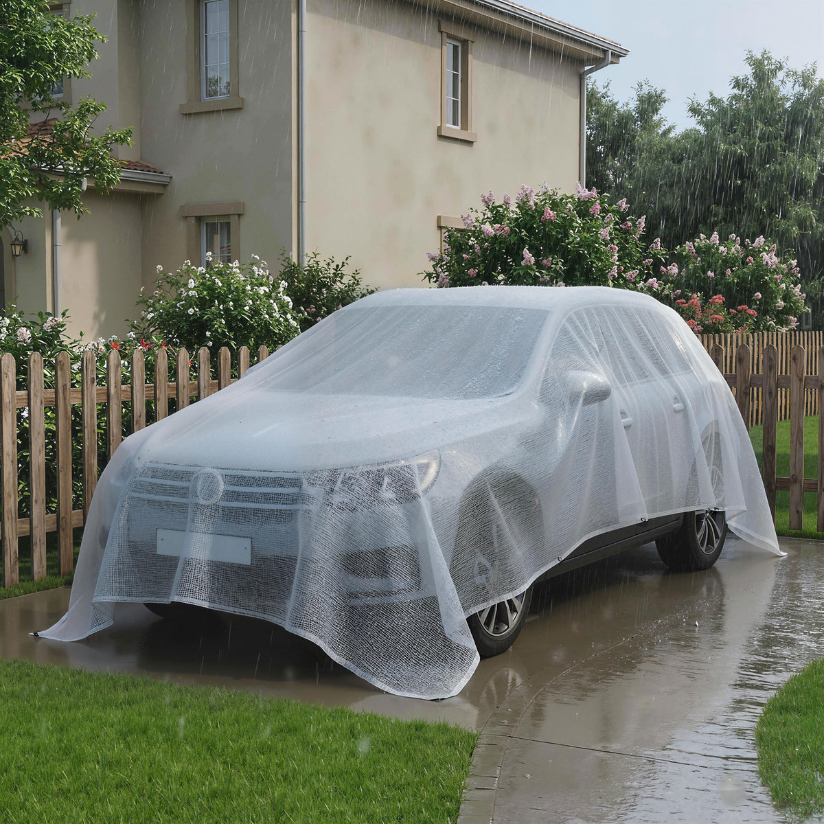 Telo di protezione 6x4 m in PE 140 g/m² con 20 occhielli rinforzati, telo impermeabile anti-UV per giardino e piscina, bianco