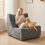 Fauler Sofa-Bodenstuhl in Schmetterlings-Silhouette mit Seitentaschen, kein Zusammenbau erforderlich, 80x90x76cm, Kastaniengrau