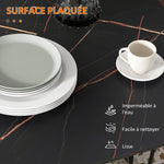 Tavolo pieghevole da cucina tavolo da pranzo pieghevole con 2 ribalte 2 ruote con freni 120 x 80 x 73 cm nero effetto marmo