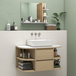Meuble sous lavabo salle de bain suspendu meuble sous vasque avec tiroirs à fermeture douce et étagères, marron
