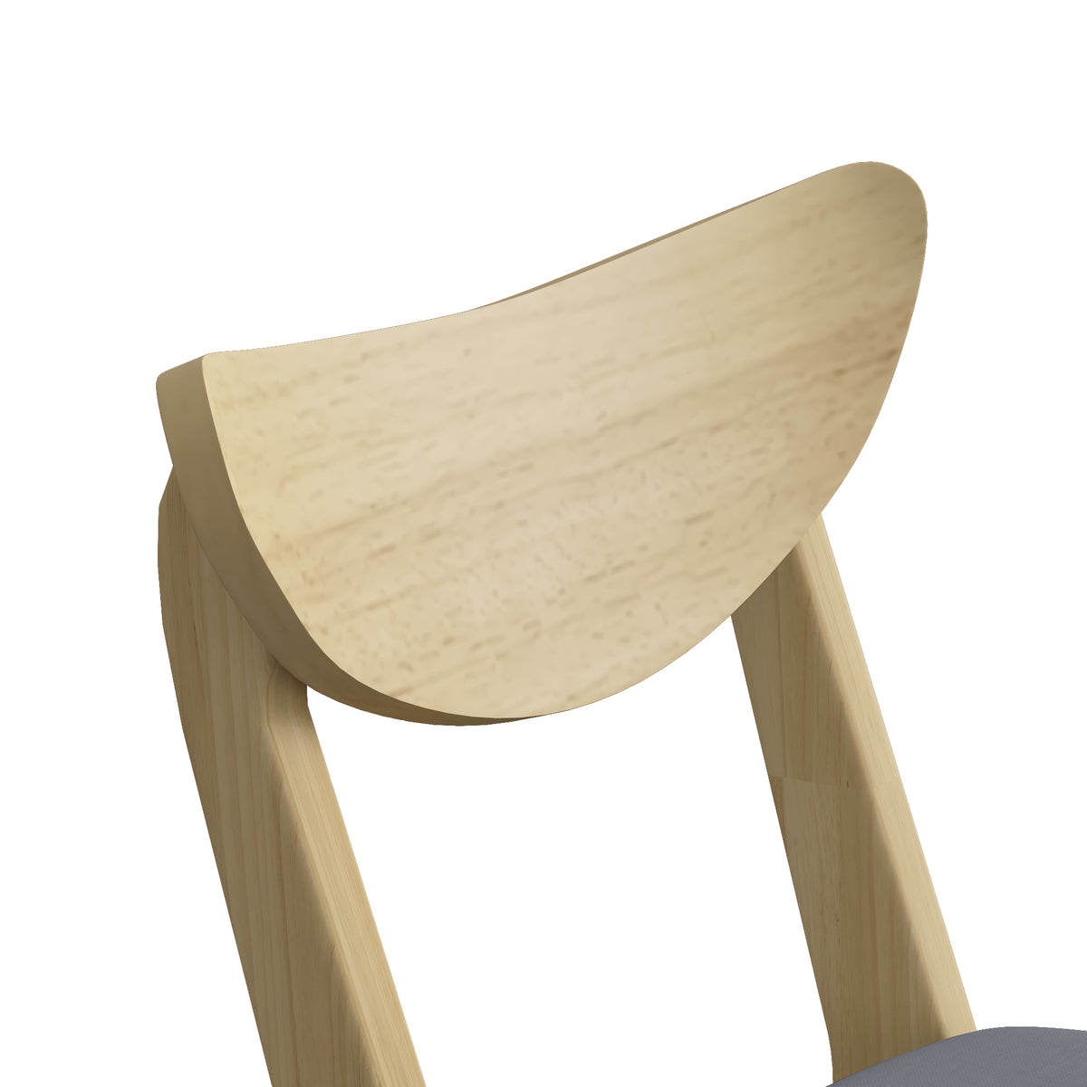 Lote de 2 sillas de comedor, sillas de cocina, asiento tapizado en lino, respaldo curvado, gris y madera natural