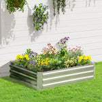 Lit de jardin surélevé carré potager en acier galvanisé protection contre mauvaises herbes 120 x 90 x 30 cm argent